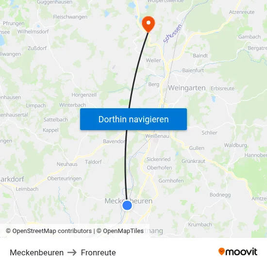 Meckenbeuren to Fronreute map