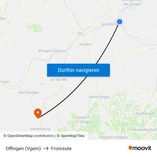 Offingen (Vgem) to Fronreute map