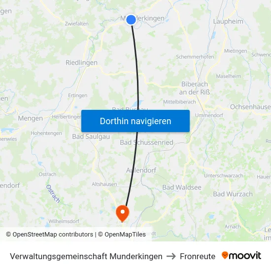 Verwaltungsgemeinschaft Munderkingen to Fronreute map