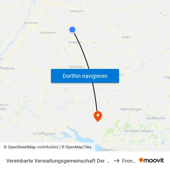 Vereinbarte Verwaltungsgemeinschaft Der Stadt Bietigheim-Bissingen to Fronreute map