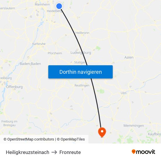 Heiligkreuzsteinach to Fronreute map
