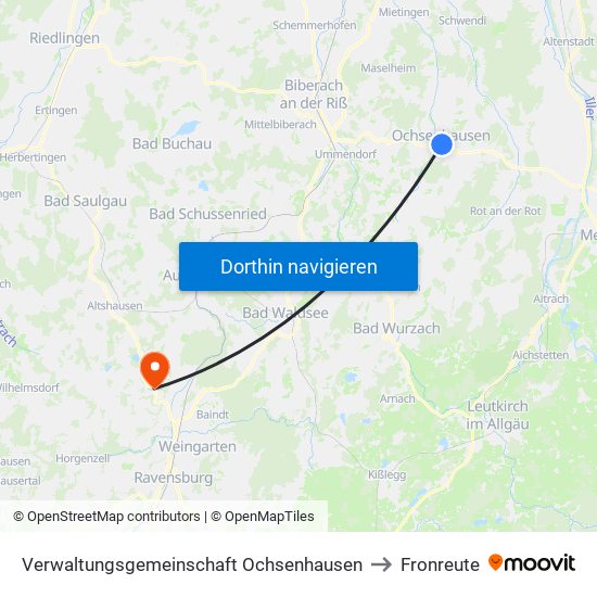 Verwaltungsgemeinschaft Ochsenhausen to Fronreute map