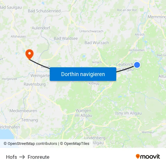 Hofs to Fronreute map