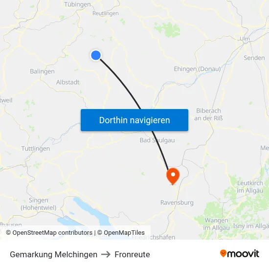 Gemarkung Melchingen to Fronreute map