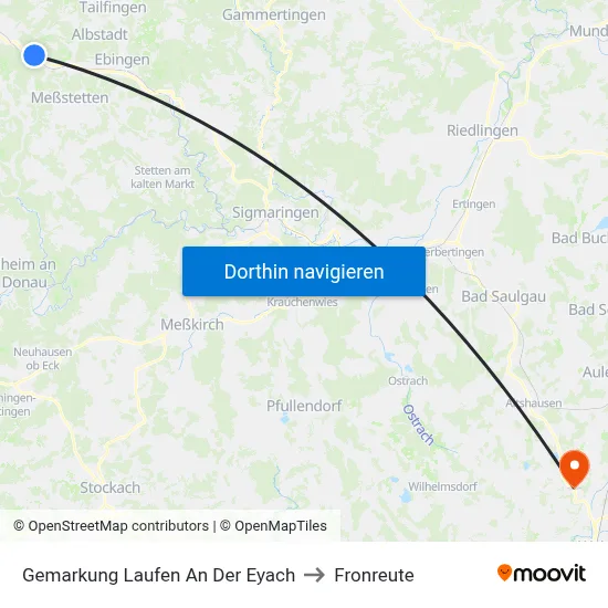 Gemarkung Laufen An Der Eyach to Fronreute map