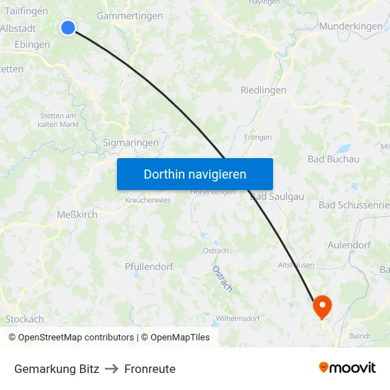 Gemarkung Bitz to Fronreute map