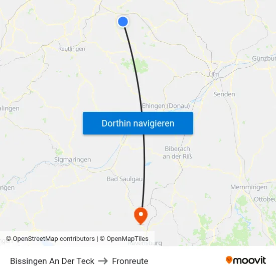 Bissingen An Der Teck to Fronreute map