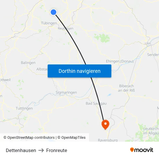 Dettenhausen to Fronreute map