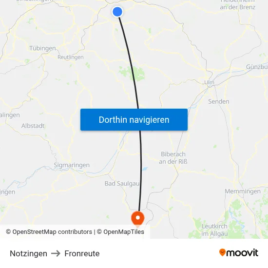 Notzingen to Fronreute map