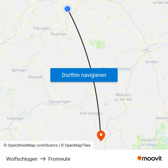Wolfschlugen to Fronreute map