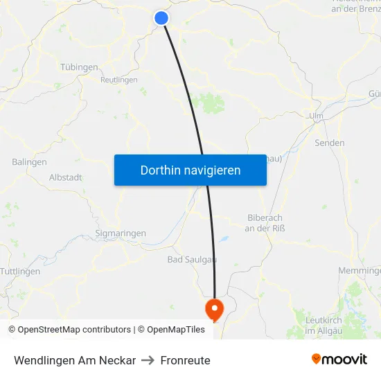 Wendlingen Am Neckar to Fronreute map
