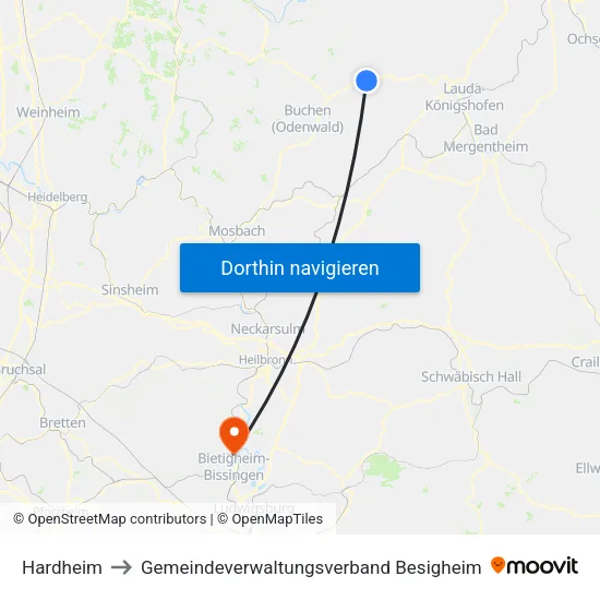 Hardheim to Gemeindeverwaltungsverband Besigheim map
