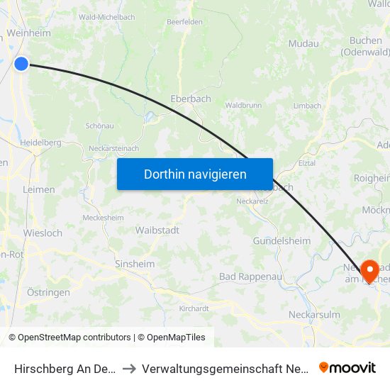 Hirschberg An Der Bergstraße to Verwaltungsgemeinschaft Neuenstadt am Kocher map
