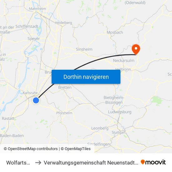 Wolfartsweier to Verwaltungsgemeinschaft Neuenstadt am Kocher map