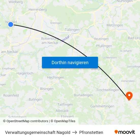 Verwaltungsgemeinschaft Nagold to Pfronstetten map