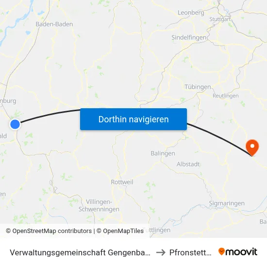 Verwaltungsgemeinschaft Gengenbach to Pfronstetten map