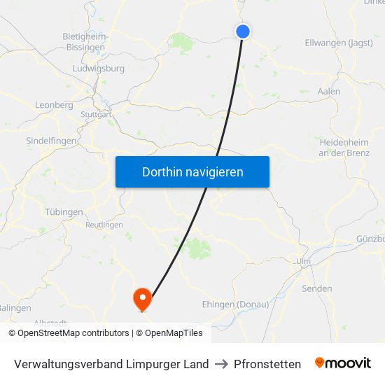 Verwaltungsverband Limpurger Land to Pfronstetten map