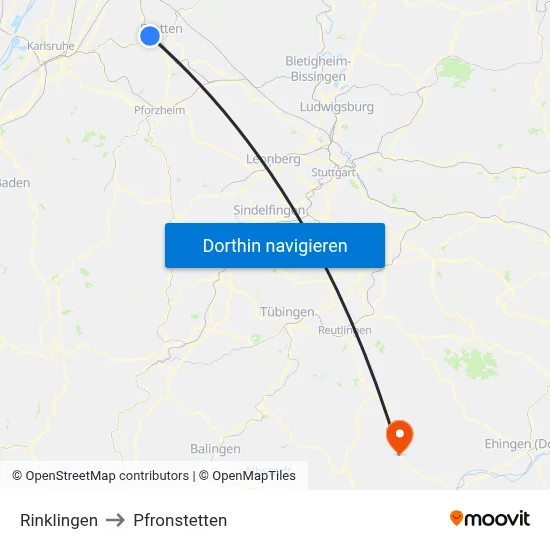 Rinklingen to Pfronstetten map