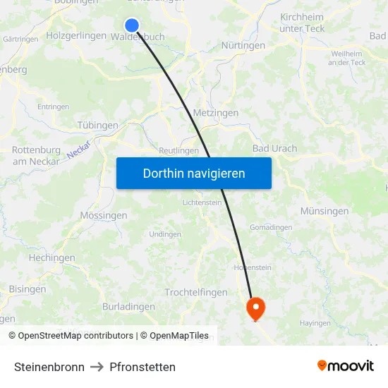 Steinenbronn to Pfronstetten map