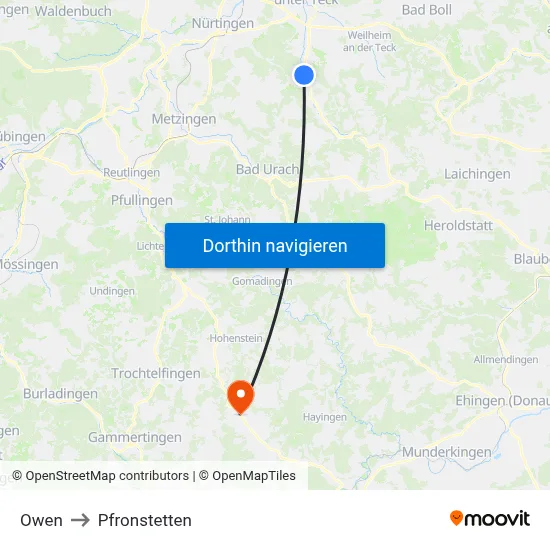 Owen to Pfronstetten map