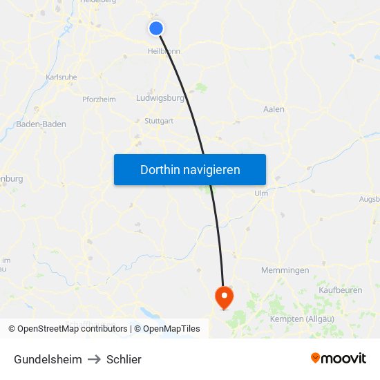 Gundelsheim to Schlier map