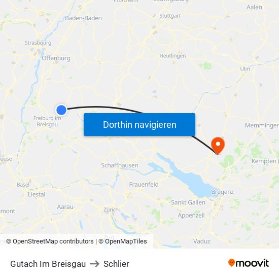 Gutach Im Breisgau to Schlier map