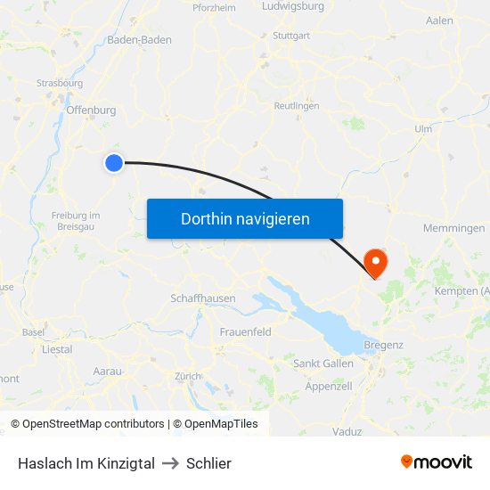 Haslach Im Kinzigtal to Schlier map