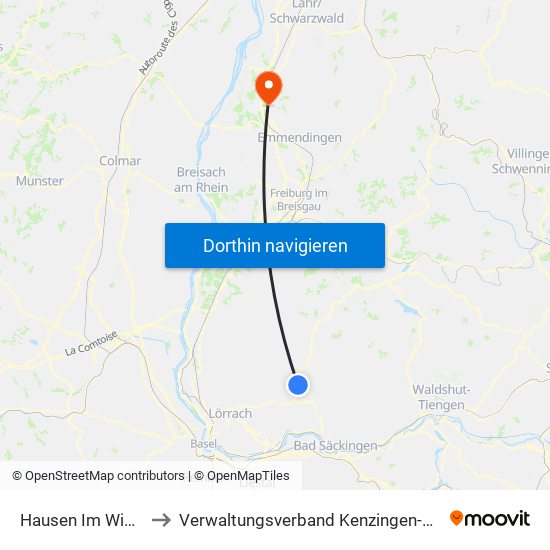 Hausen Im Wiesental to Verwaltungsverband Kenzingen-Herbolzheim map