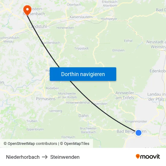 Niederhorbach to Steinwenden map