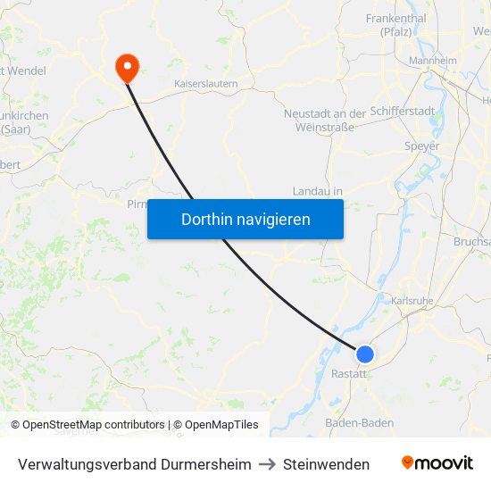 Verwaltungsverband Durmersheim to Steinwenden map