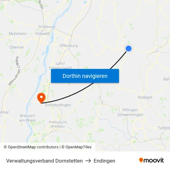 Verwaltungsverband Dornstetten to Endingen map