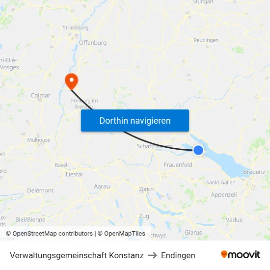 Verwaltungsgemeinschaft Konstanz to Endingen map