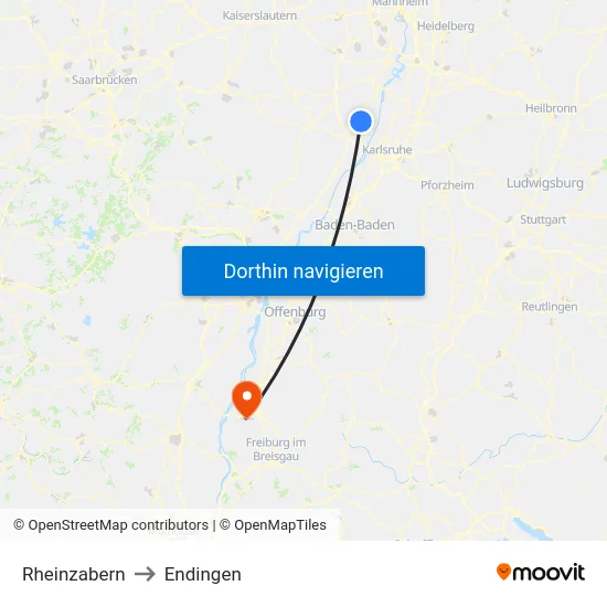 Rheinzabern to Endingen map