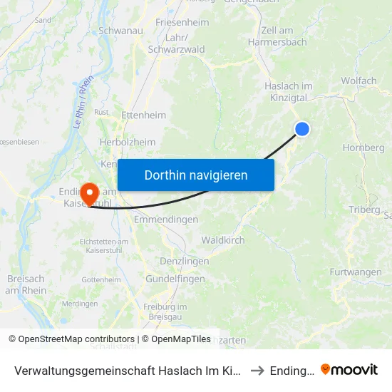 Verwaltungsgemeinschaft Haslach Im Kinzigtal to Endingen map