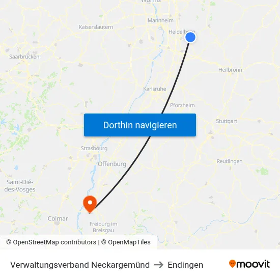 Verwaltungsverband Neckargemünd to Endingen map