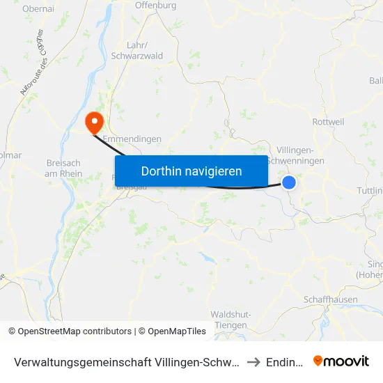 Verwaltungsgemeinschaft Villingen-Schwenningen to Endingen map