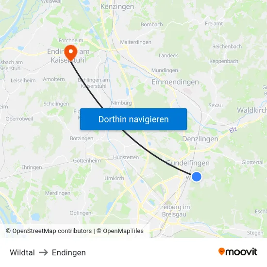 Wildtal to Endingen map