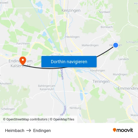 Heimbach to Endingen map