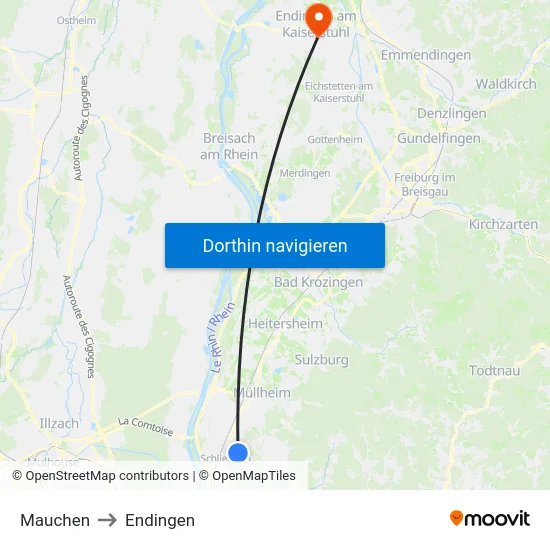 Mauchen to Endingen map