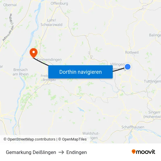 Gemarkung Deißlingen to Endingen map