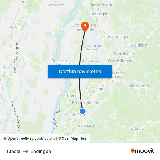 Tunsel to Endingen map