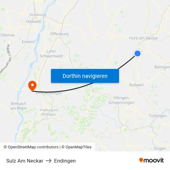 Sulz Am Neckar to Endingen map