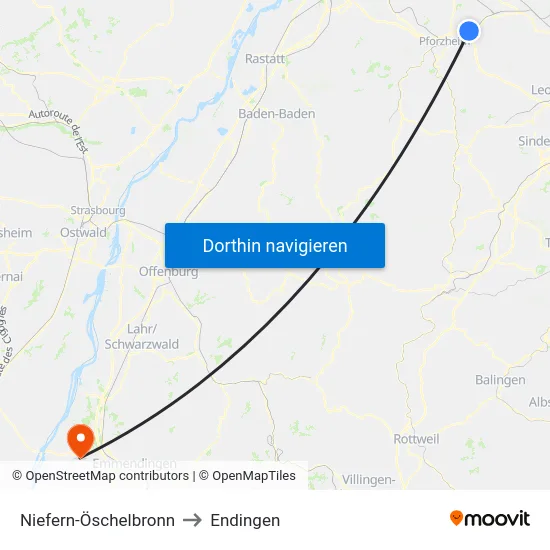 Niefern-Öschelbronn to Endingen map