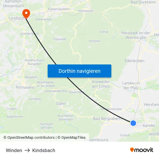 Winden to Kindsbach map