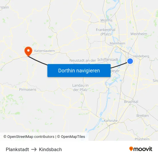 Plankstadt to Kindsbach map