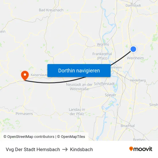 Vvg Der Stadt Hemsbach to Kindsbach map