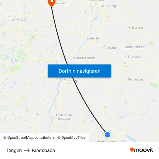 Tengen to Kindsbach map