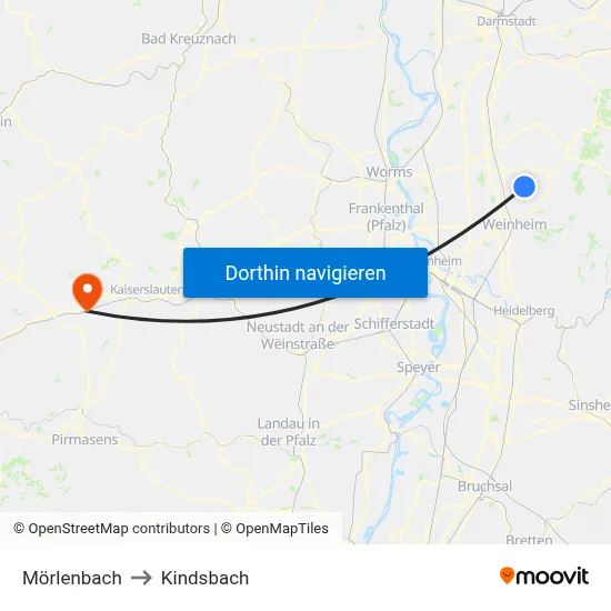 Mörlenbach to Kindsbach map