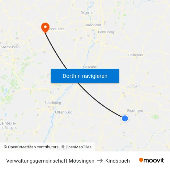 Verwaltungsgemeinschaft Mössingen to Kindsbach map