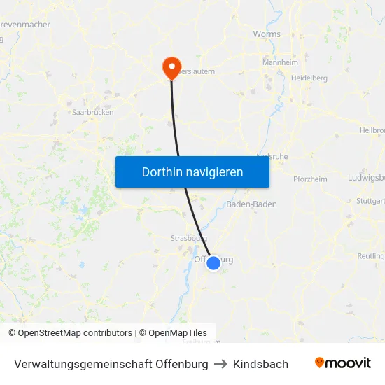 Verwaltungsgemeinschaft Offenburg to Kindsbach map